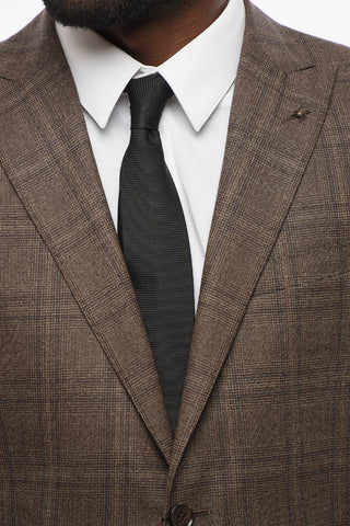 Virgin Wool REFINED Suit with Check Motif