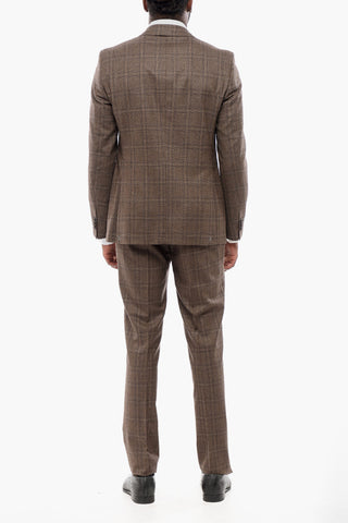 Virgin Wool REFINED Suit with Check Motif