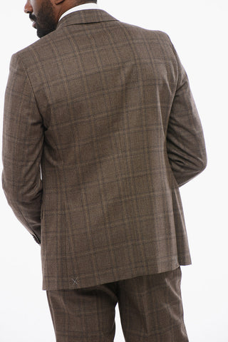 Virgin Wool REFINED Suit with Check Motif