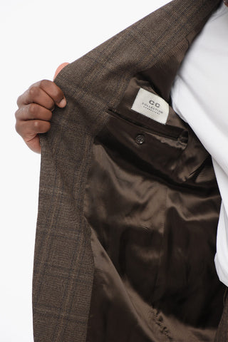 Virgin Wool REFINED Suit with Check Motif