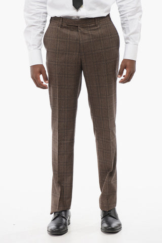 Virgin Wool REFINED Suit with Check Motif