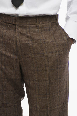 Virgin Wool REFINED Suit with Check Motif