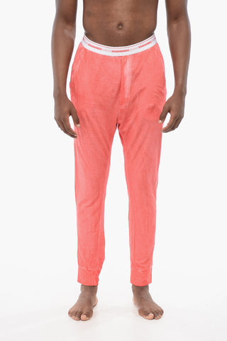 Linen and Cotton Pijama Pants with Logoed Waistband