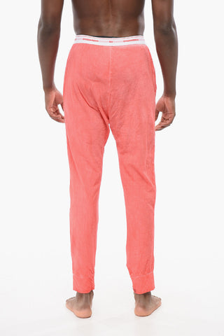 Linen and Cotton Pijama Pants with Logoed Waistband