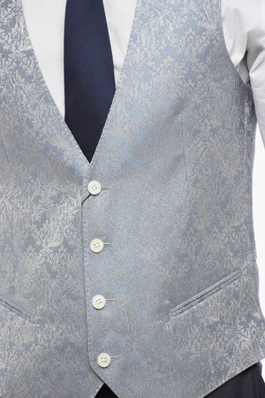 Gilet Misto Seta Motivo Damascato con Martingala