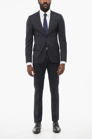 CC COLLECTION Pintriped Single Breasted RETAILORED Cotton Suit