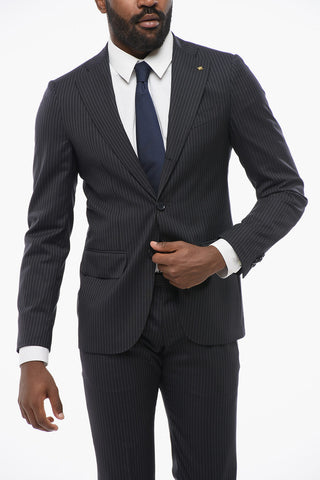 CC COLLECTION Pintriped Single Breasted RETAILORED Cotton Suit