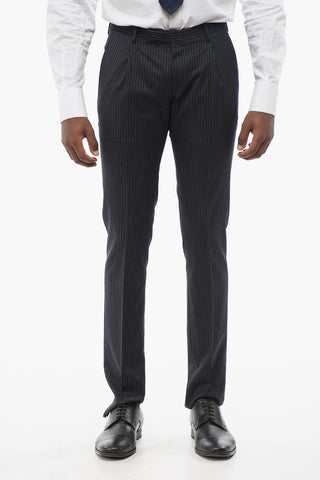 CC COLLECTION Pintriped Single Breasted RETAILORED Cotton Suit