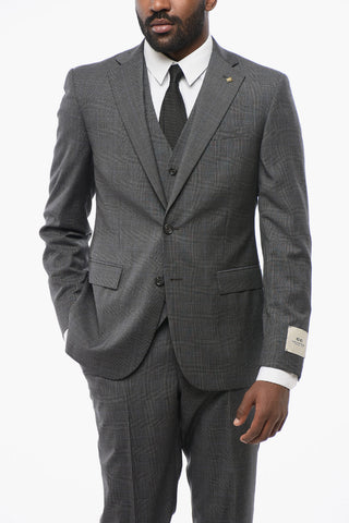CC COLLECTION 3-Piece REFINED Wool Suit with District Check Motif