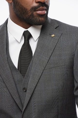 CC COLLECTION 3-Piece REFINED Wool Suit with District Check Motif