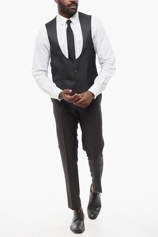 Pinpoint-Pattern Silk Gilet CEREMONY ACADEMY