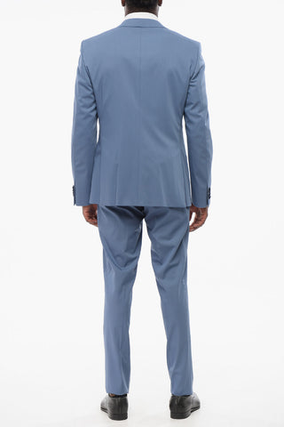 Three Pieces Suit with Contrasting Satin Details