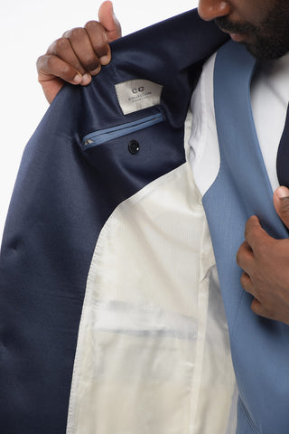 Three Pieces Suit with Contrasting Satin Details