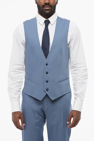 Three Pieces Suit with Contrasting Satin Details
