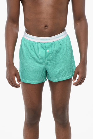 Linen and Cotton Boxer with Logoed Waistband
