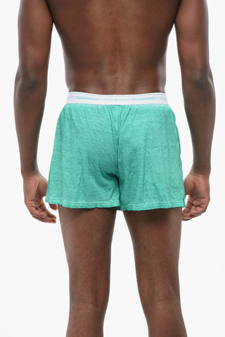 Linen and Cotton Boxer with Logoed Waistband