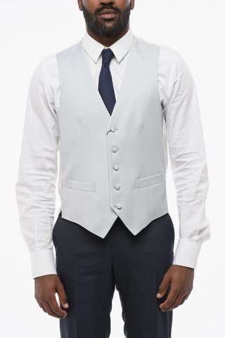 5-Button Silk Waistcoat with Welt Pockets