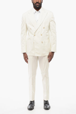 CC COLLECTION Double Breasted Unlined Suit With Peak lapel