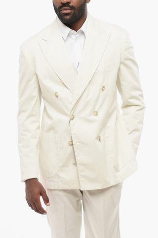 CC COLLECTION Double Breasted Unlined Suit With Peak lapel