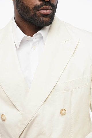 CC COLLECTION Double Breasted Unlined Suit With Peak lapel