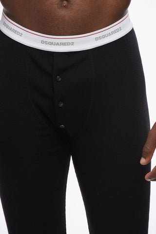 Underwear Ribbed Leggings with Logoed Waistband