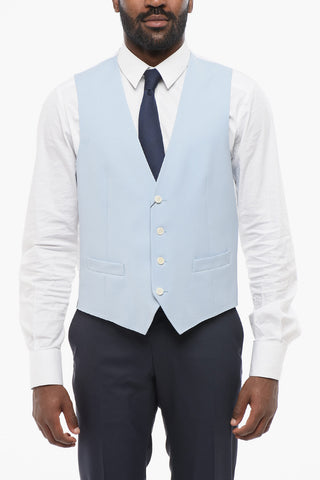CC COLLECTION Silk 4 Buttons Vest With Jetted Pockets