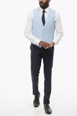 CC COLLECTION Silk 4 Buttons Vest With Jetted Pockets