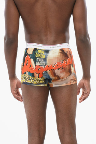 Printed Cotton Blend Boxer with Contrasting Waistband