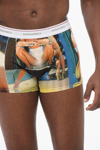 Printed Cotton Blend Boxer with Contrasting Waistband