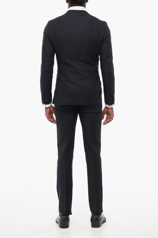 Abito Monopetto In Lana Con Revers In Satin