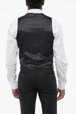 Abito Monopetto In Lana Con Revers In Satin