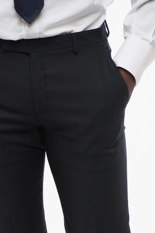 Abito Monopetto In Lana Con Revers In Satin