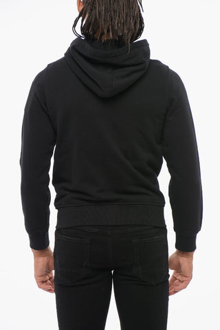 Brushed Cotton Sweatshirt with Hood and Zip Closure