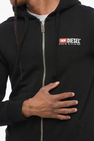 Brushed Cotton Sweatshirt with Hood and Zip Closure