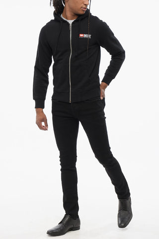 Brushed Cotton Sweatshirt with Hood and Zip Closure