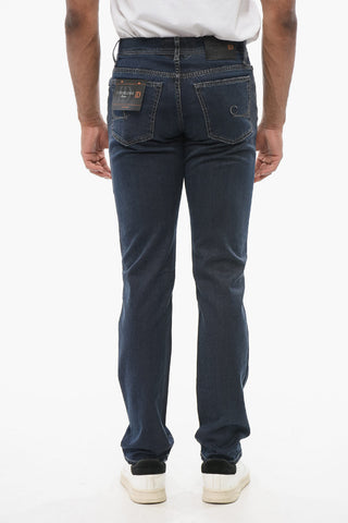 ID LUXURY DENIM Dark-washed Denims with Ton-sur-ton Embroidery