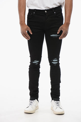 Skinny Fit Denim with Suede Biker Details 13cm