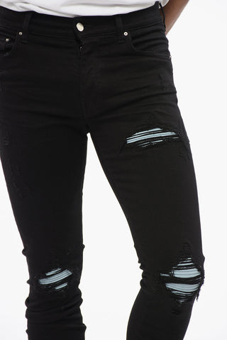 Skinny Fit Denim with Suede Biker Details 13cm