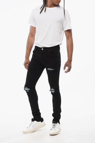 Skinny Fit Denim with Suede Biker Details 13cm