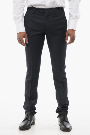 Pantaloni in Misto Lana Pin Check con Passanti