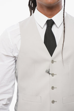 Wool 5-Button Waistcoat With Jetted Pockets