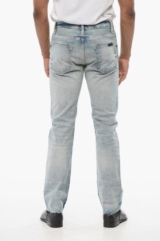 Slim Fit Delavè Denims with Raw-cut Hem 20cm