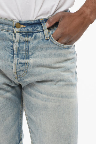 Slim Fit Delavè Denims with Raw-cut Hem 20cm