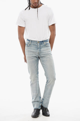 Slim Fit Delavè Denims with Raw-cut Hem 20cm