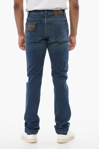 Washed Jeans with Embroidered Logo