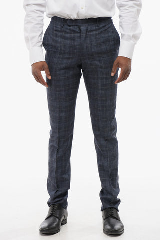 CC COLLECTION Silk-Blend Trousers with Plaid Pattern