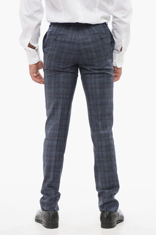 CC COLLECTION Silk-Blend Trousers with Plaid Pattern