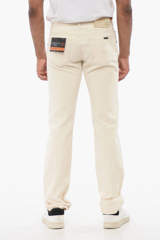 ID 면 린넨 5포켓 바지 SELVEDGE 노출 스티치