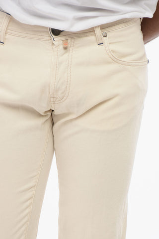 ID 면 린넨 5포켓 바지 SELVEDGE 노출 스티치