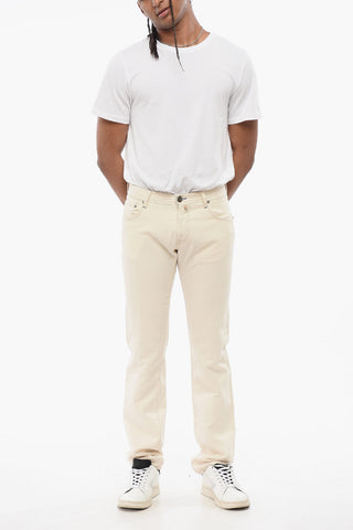 ID 면 린넨 5포켓 바지 SELVEDGE 노출 스티치